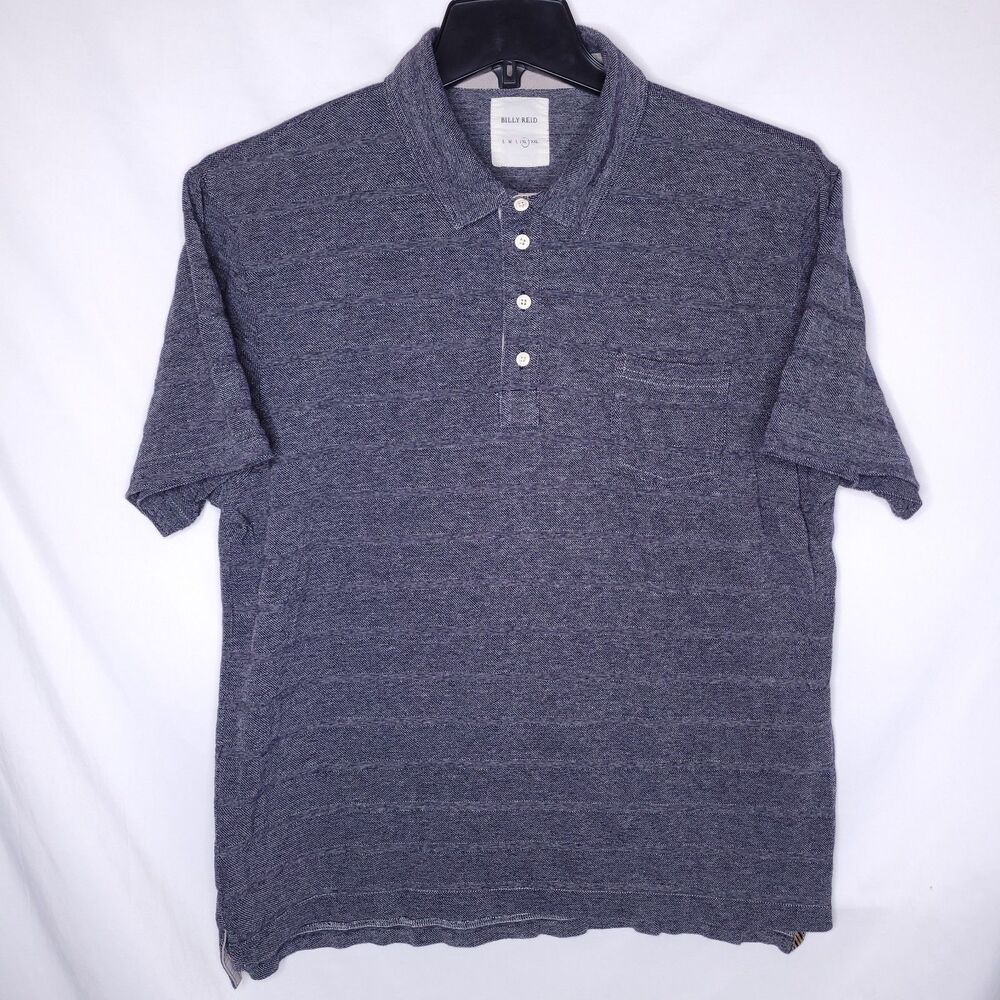 Billy Reid Polo Shirt Mens XL Navy Striped